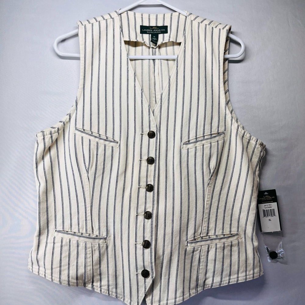 Ralph Lauren Cream and Black Striped Vest